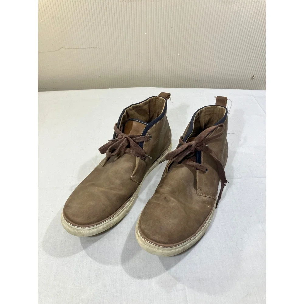 JF J.Ferrer Men's Brown Leather Chukka Boots Lace Up Shoes Size 9‎